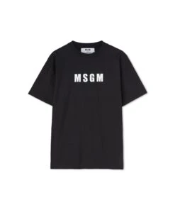 Cotton Crew Neck Cotton T-shirt With MSGM Logo
