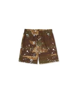 Poplin Cotton Shorts With "Dripping Camo" Print