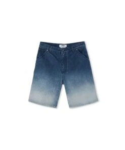 5 Pocket Blue Denim Bermudas With Faded Effect