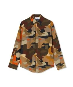 Poplin Shirt With "geo Camo" Print