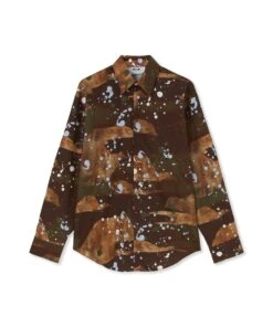 Poplin Shirt With "dripping Camo" Print