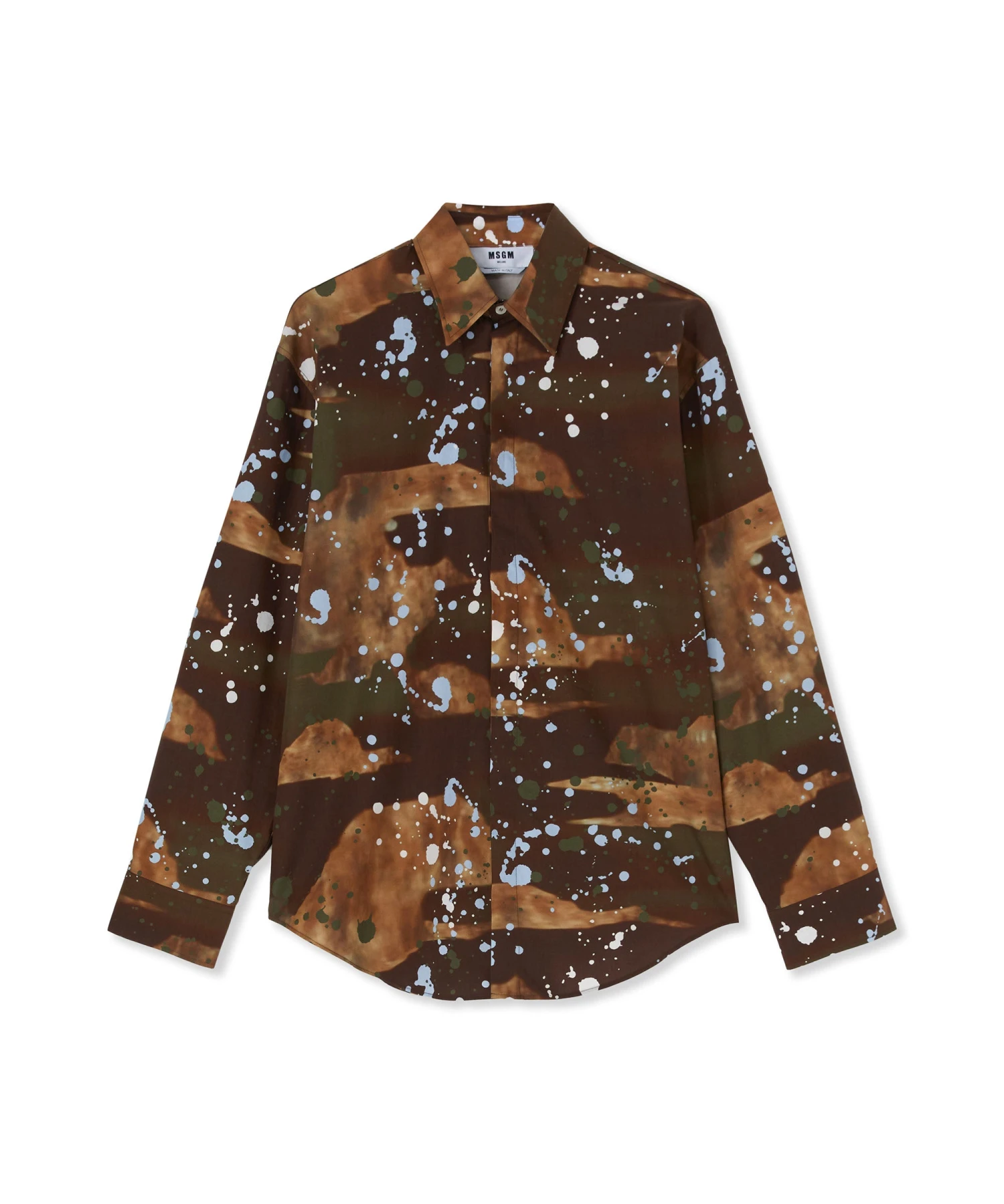 Poplin Shirt With "dripping Camo" Print