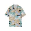 Poplin Bowling Shirt With "geo Camo" Print