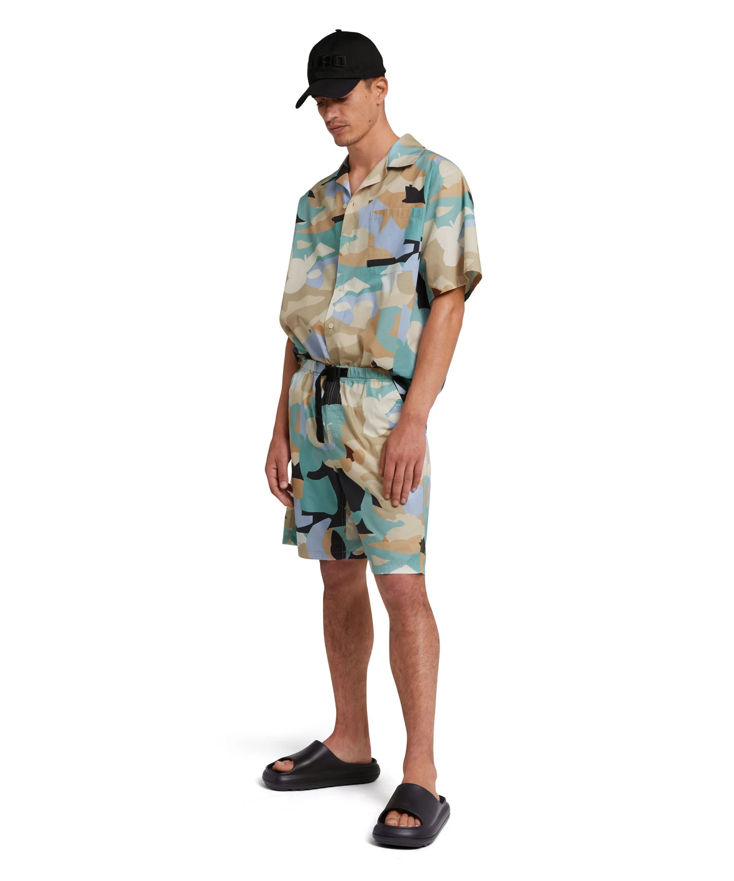 Poplin Bowling Shirt With "geo Camo" Print - Image 5