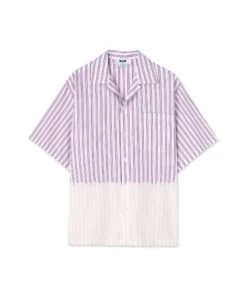 Poplin Bowling Shirt With Faded Treatment