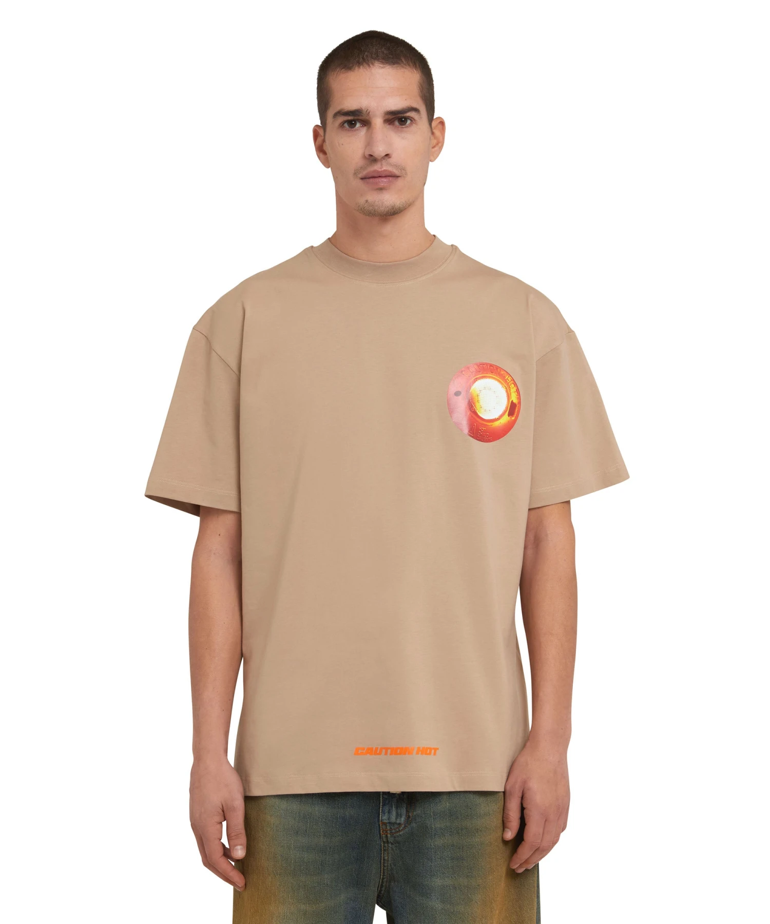 T-Shirt With "Caution Hot" Graphic - Image 2