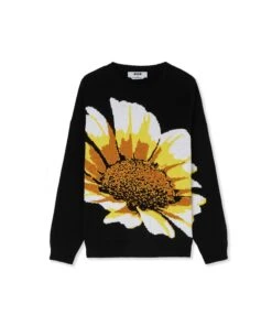 Crewneck Shirt With Large Jacquard Daisy