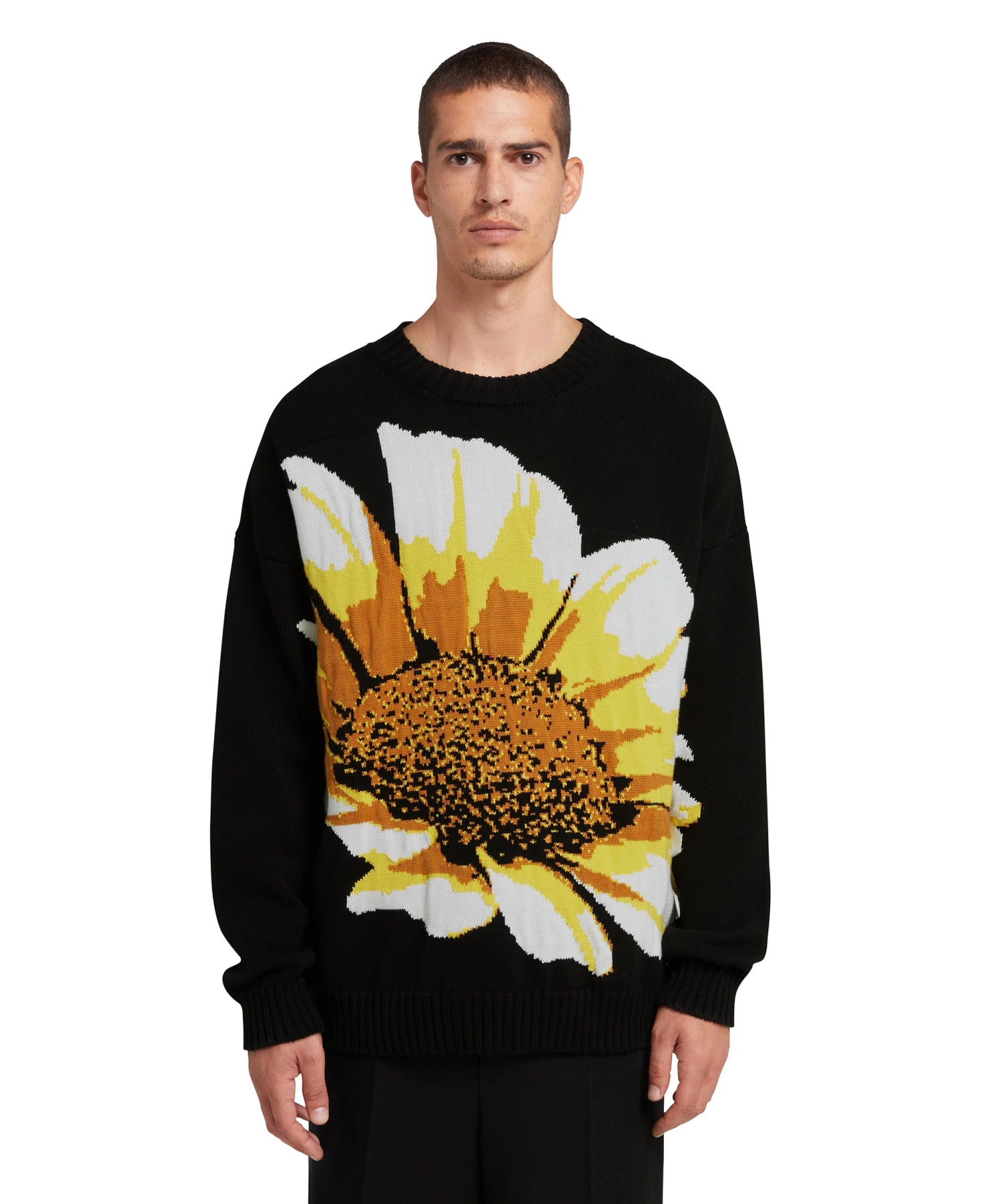 Crewneck Shirt With Large Jacquard Daisy - Image 2