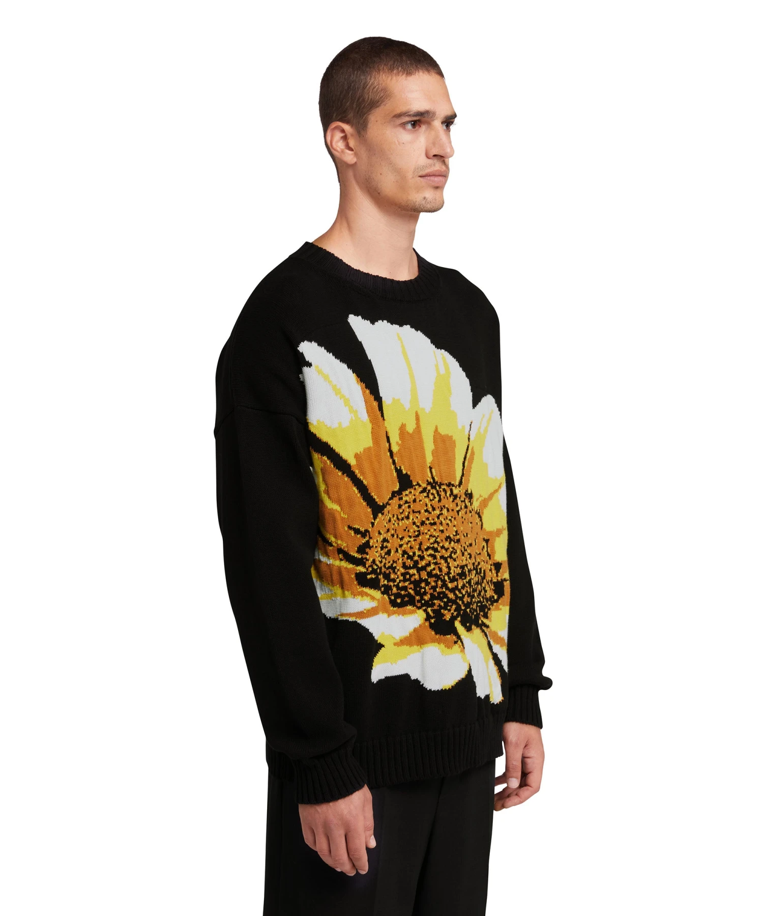 Crewneck Shirt With Large Jacquard Daisy - Image 4
