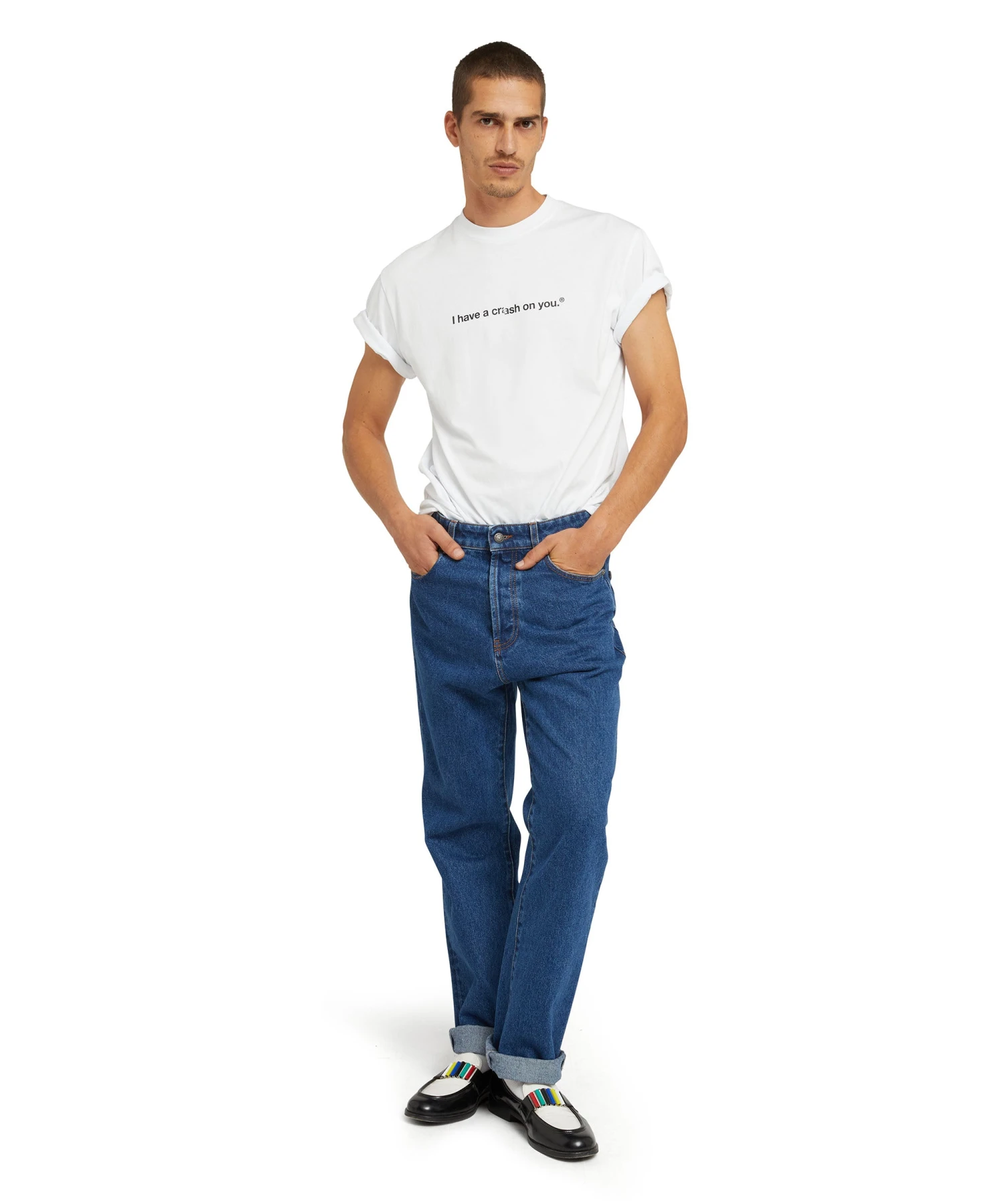 Cotton T-shirt With Crash Quote - Image 5