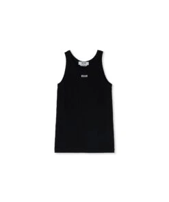 Ribbed Jersey Tank Top With Embroidered Logo