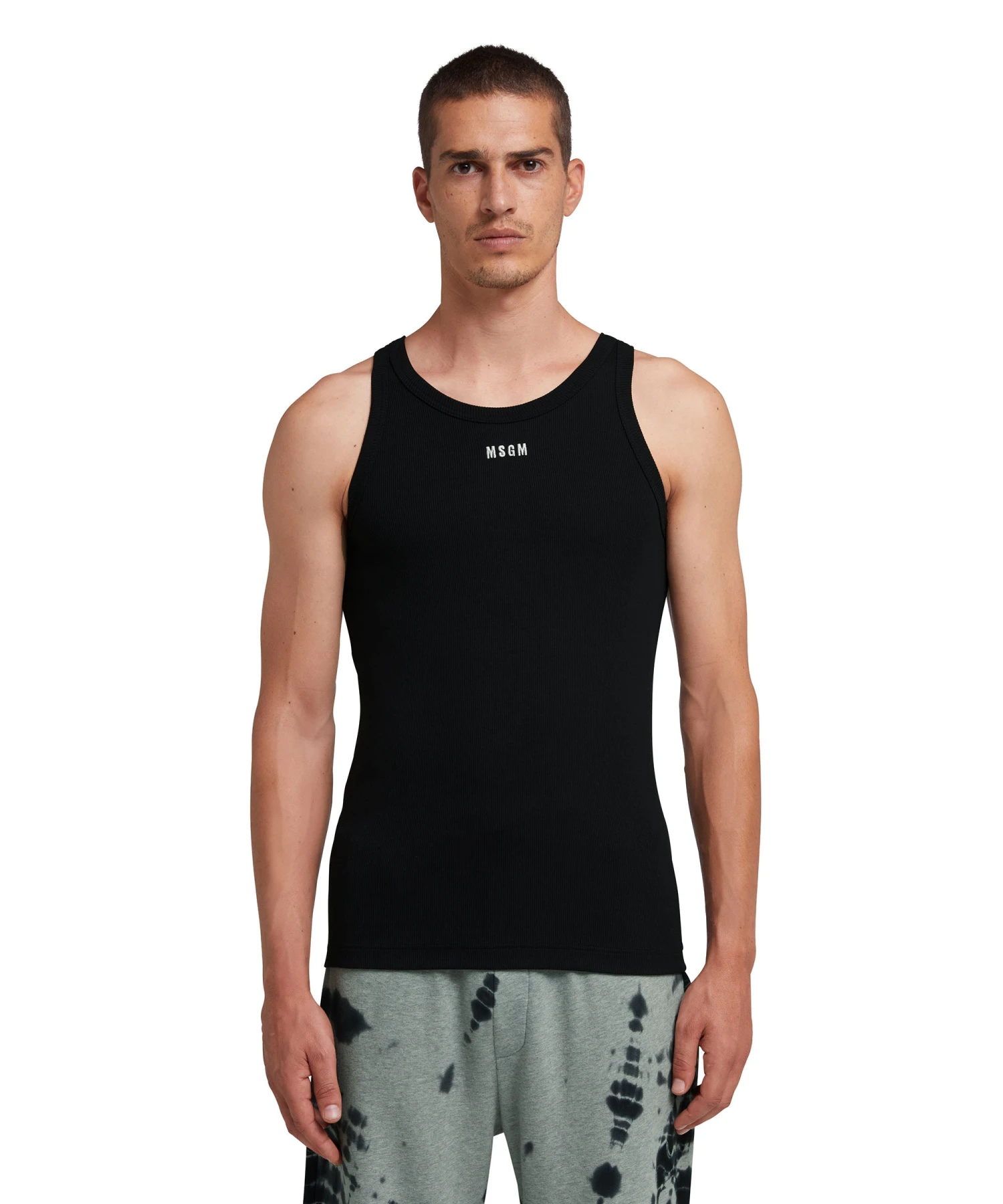 Ribbed Jersey Tank Top With Embroidered Logo - Image 2