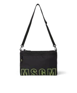 Ripstop Nylon Shoulder Bag With Embroidered Logo
