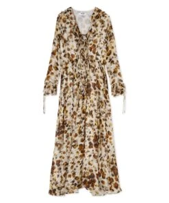 Long Ruffled Dress With Georgette Print