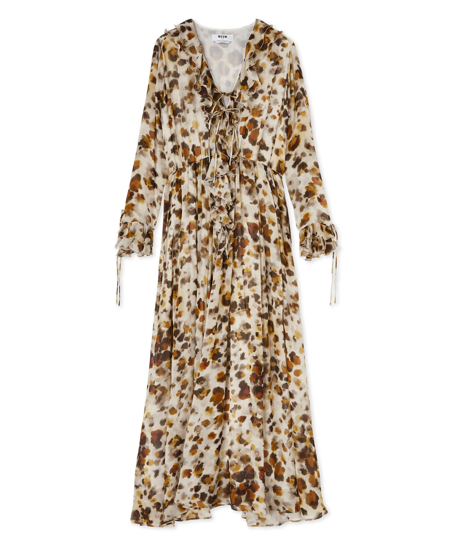 Long Ruffled Dress With Georgette Print