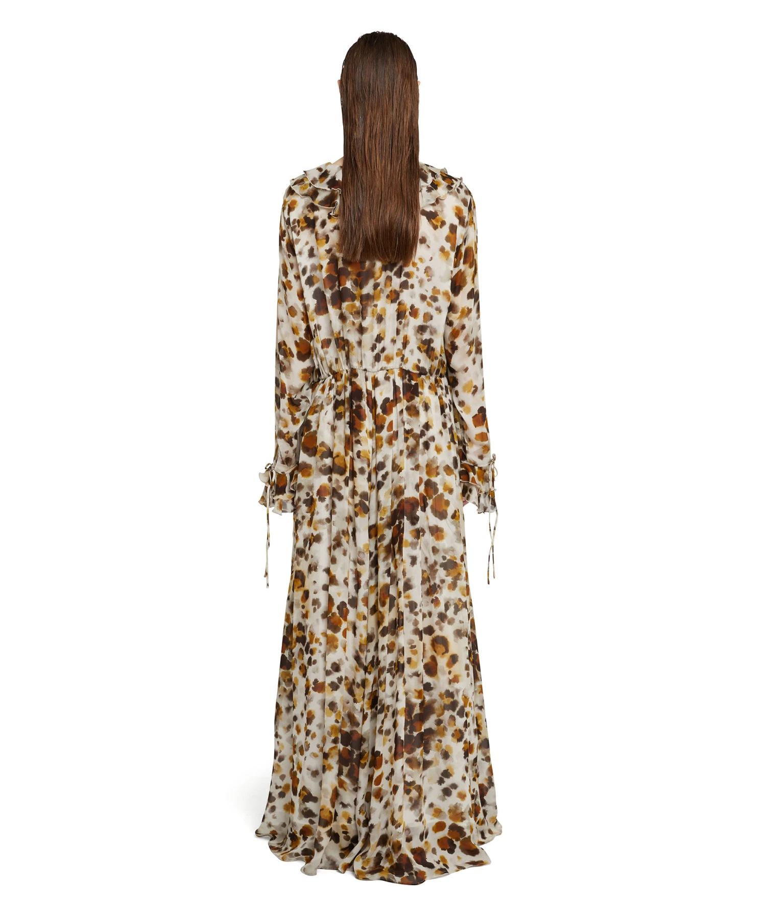 Long Ruffled Dress With Georgette Print - Image 3