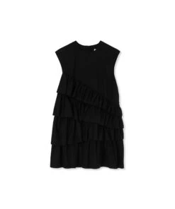 Sleeveless Poplin Dress With Ruffles