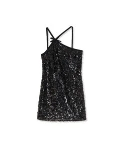 Sequined Dress With Asymmetrical Collar