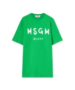 Long T-Shirt Dress With Brushstroke Logo