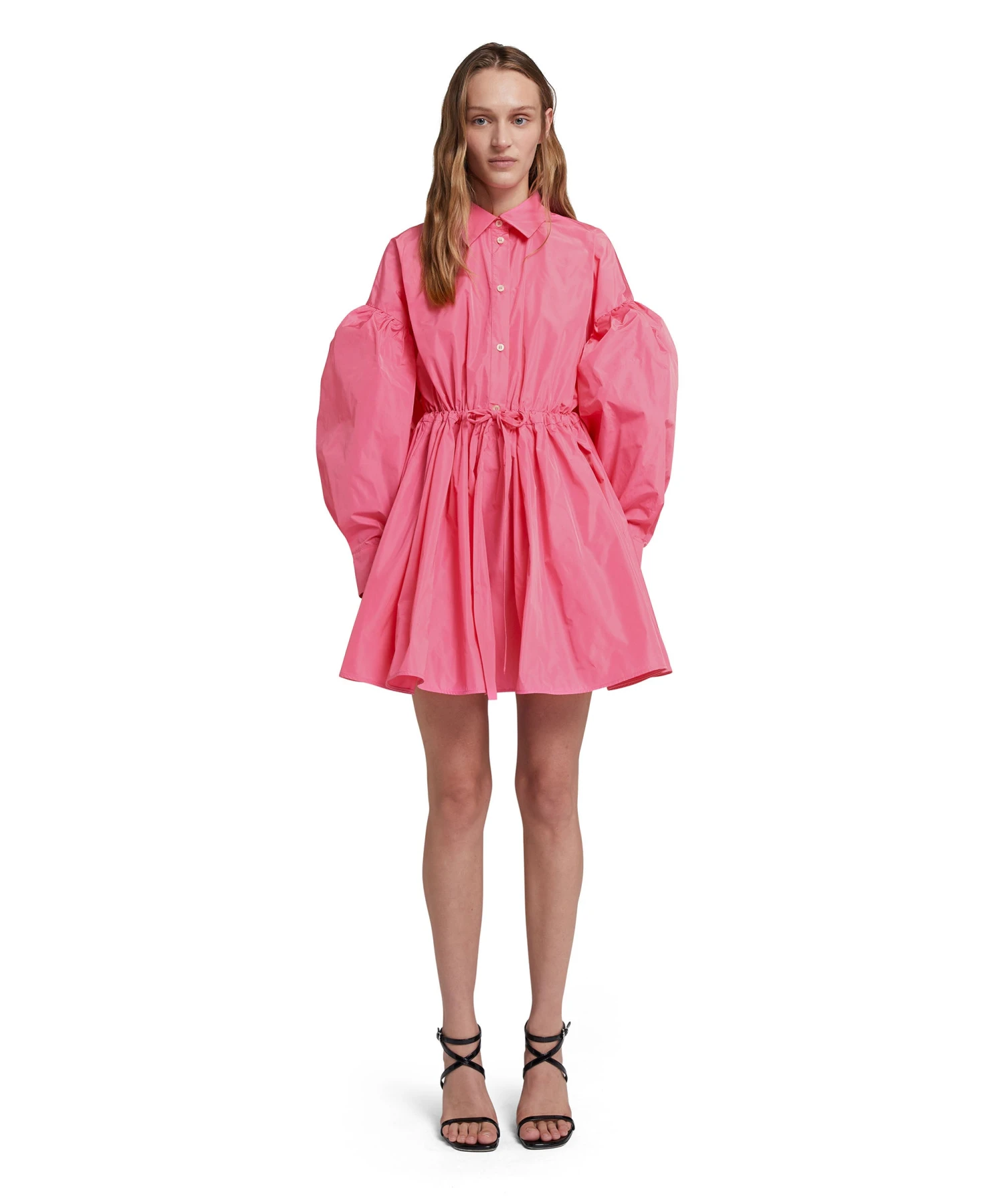 Taffetà Short Dress With Adjustable Waistline - Image 2