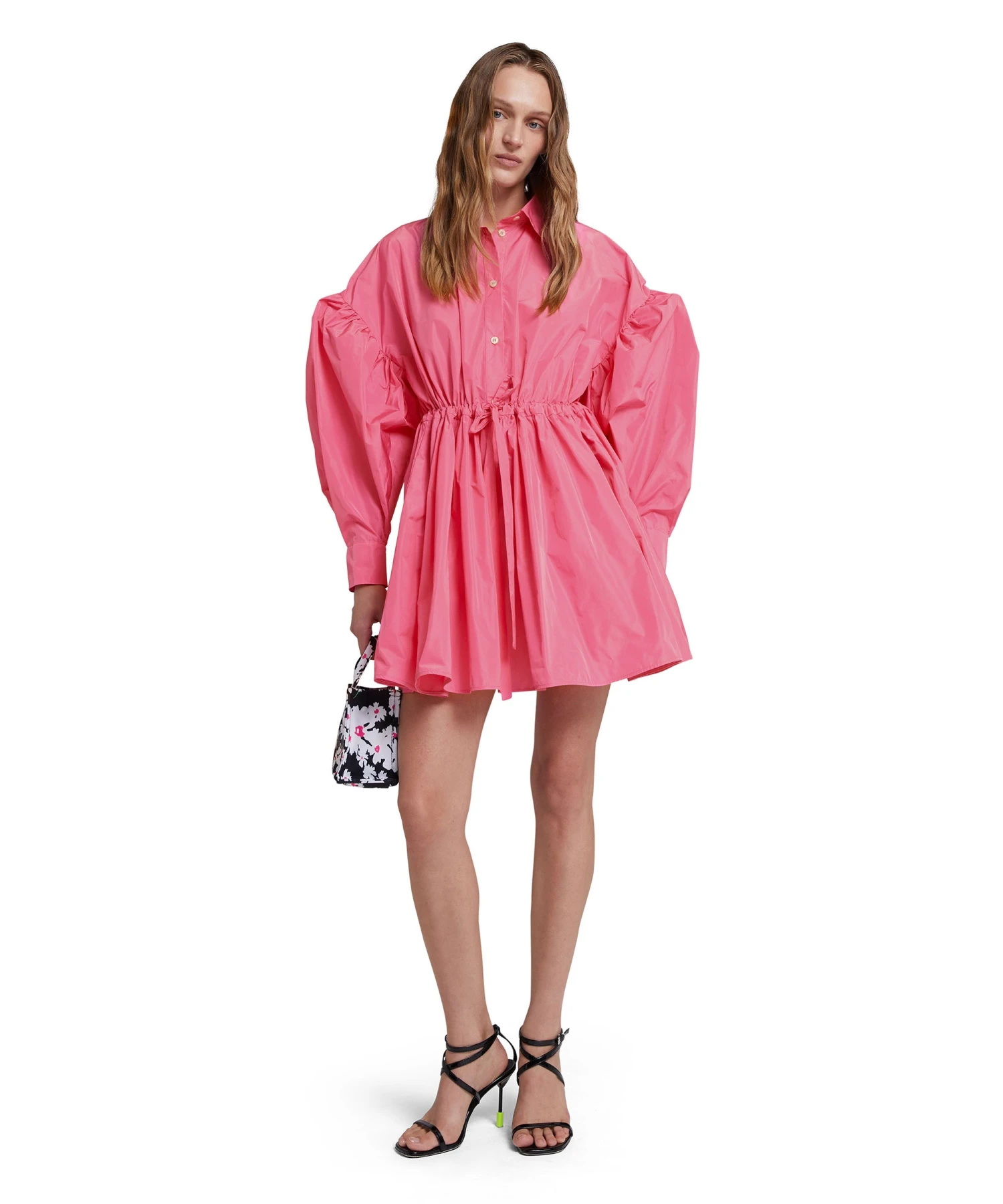 Taffetà Short Dress With Adjustable Waistline - Image 5