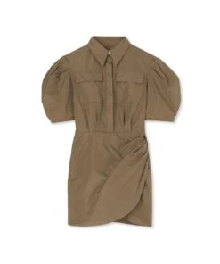 Taffetà Short Draped Dress