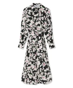 Fluid Fabric Chemisier Shirt Dress With Daisy Print