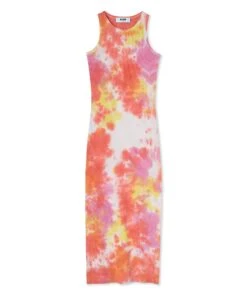 Dress In Ribbed Jeresy With Tie-dye Treatment