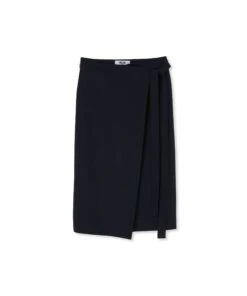 Fresh Wool Wrap Midi Skirt
