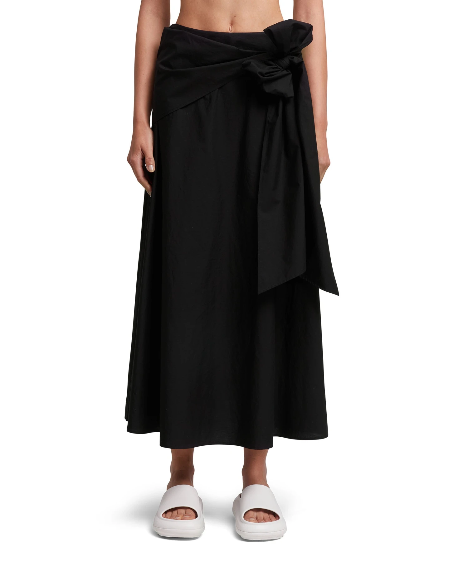 Roomy Poplin Long Skirt With Bow - Image 2