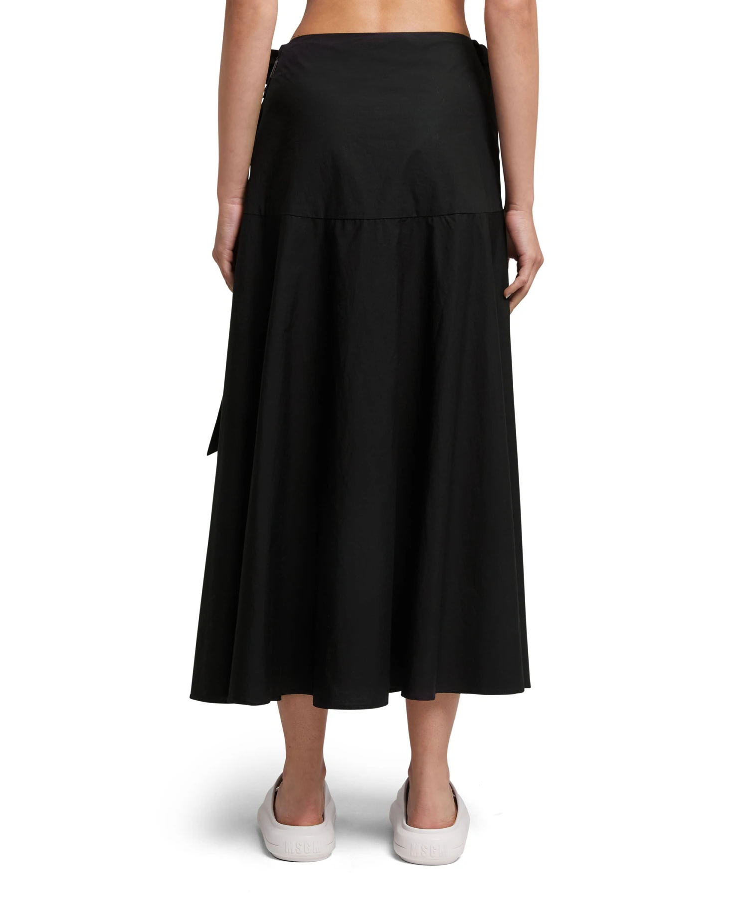 Roomy Poplin Long Skirt With Bow - Image 3