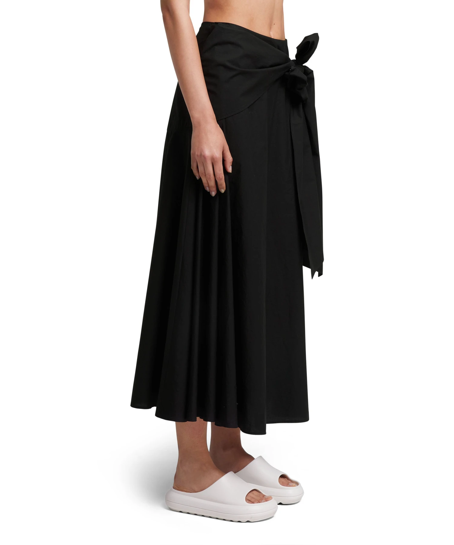 Roomy Poplin Long Skirt With Bow - Image 4