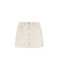 Tweed Miniskirt With Multicolored Buttons