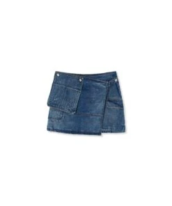 Blue Denim Pocketed Mini Skirt