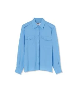 Blended Silk Crepe De Chine Shirt With Small Pockets