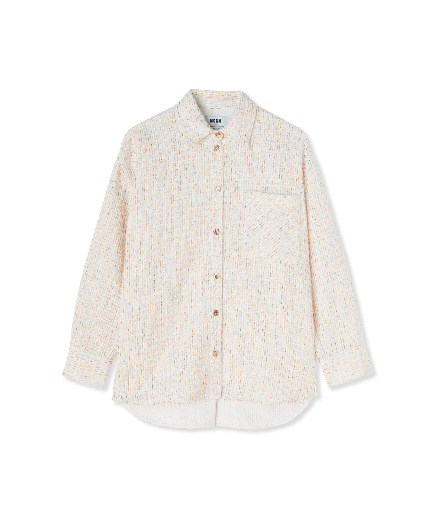 Multicolor Tweed Shirt With Pockets