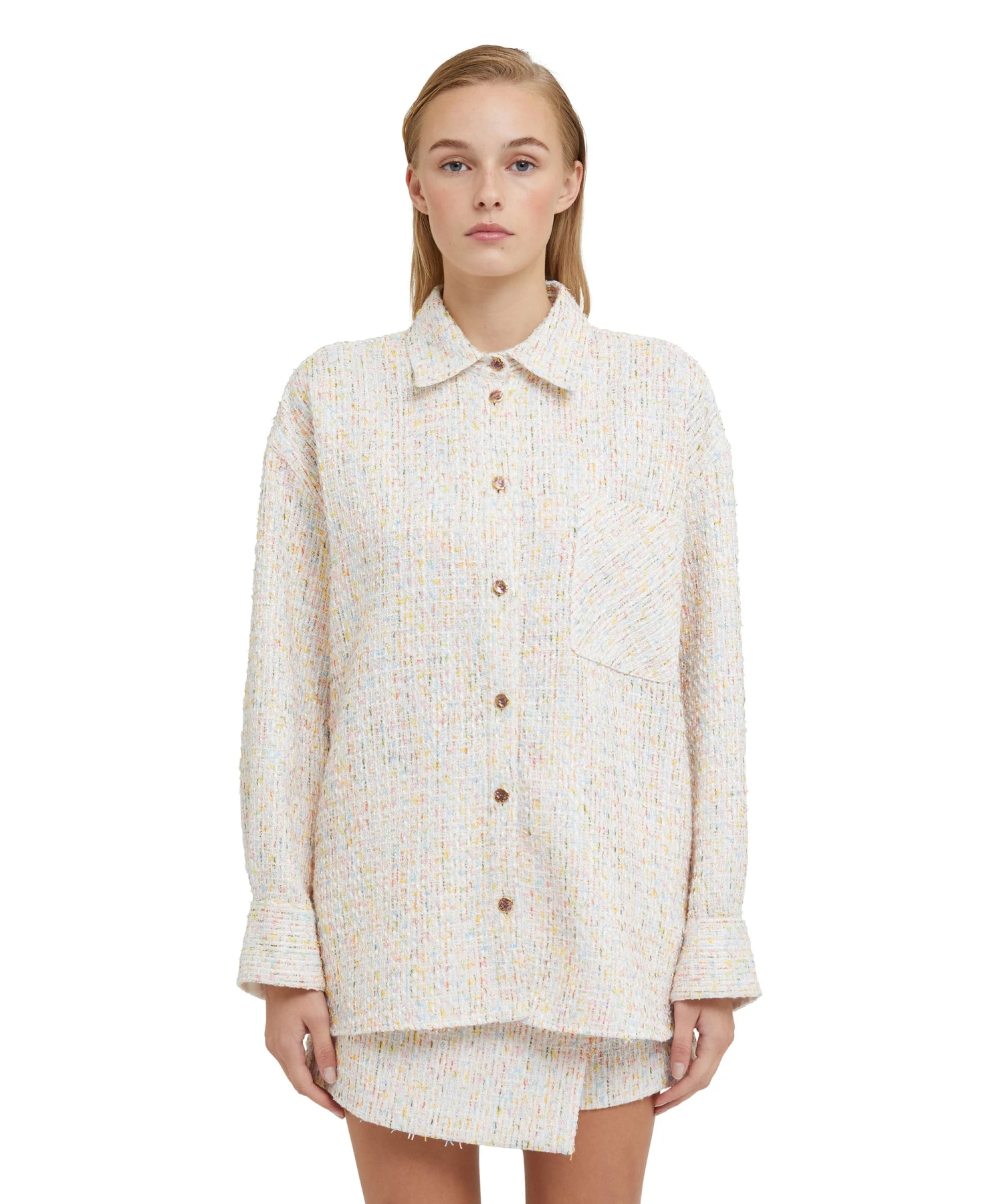 Multicolor Tweed Shirt With Pockets - Image 2