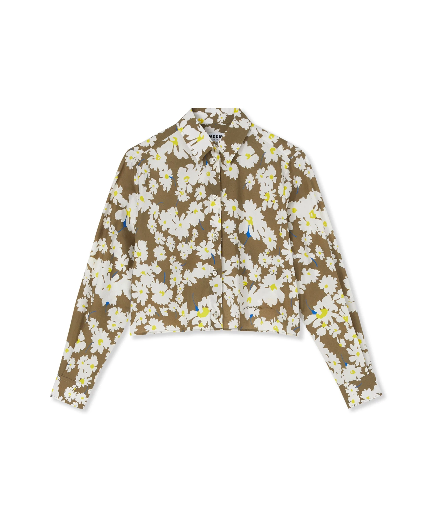 Poplincrop Shirt With Daisy Print
