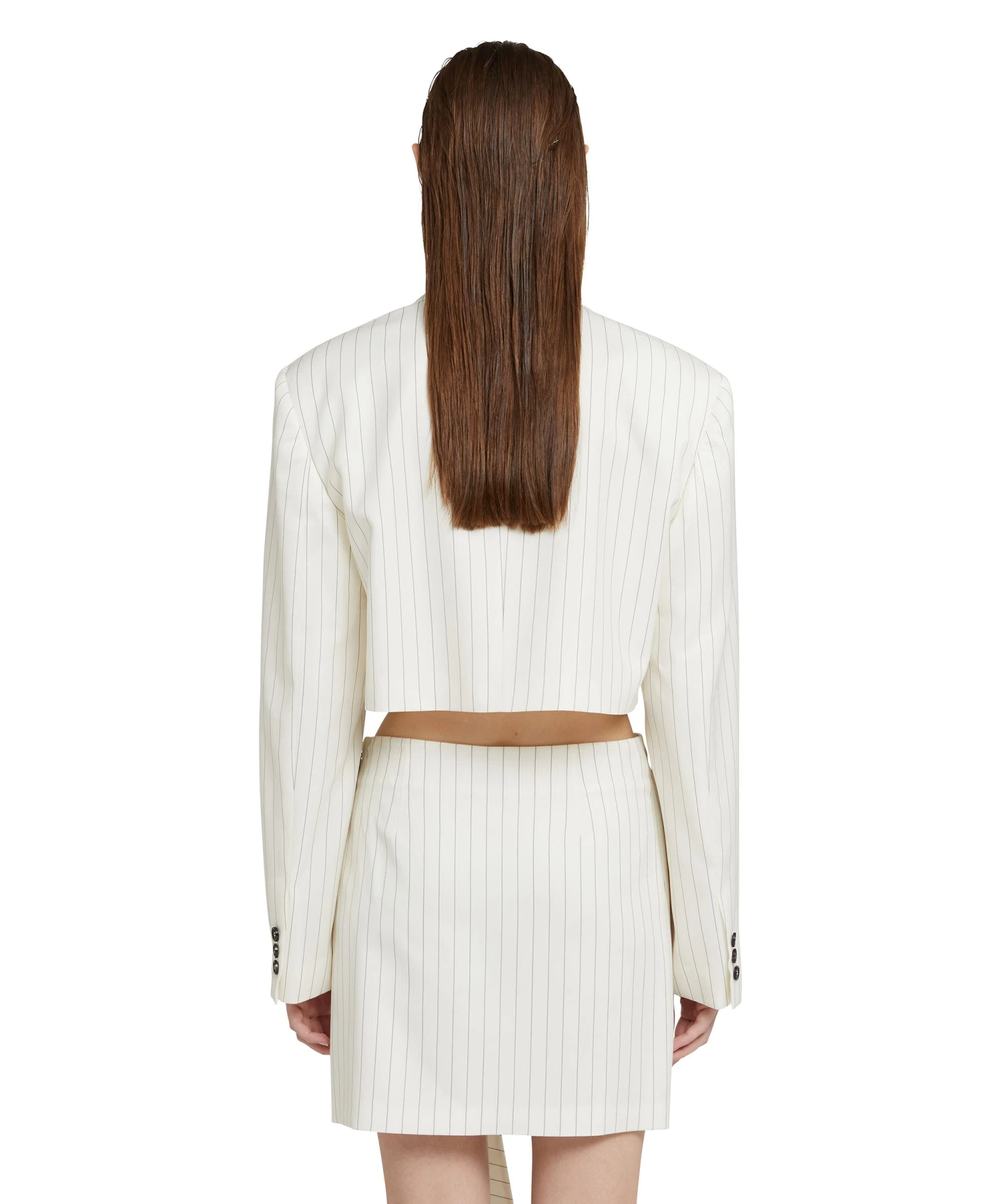 Fresh Wool Pinstripe Crop Jacket - Image 3