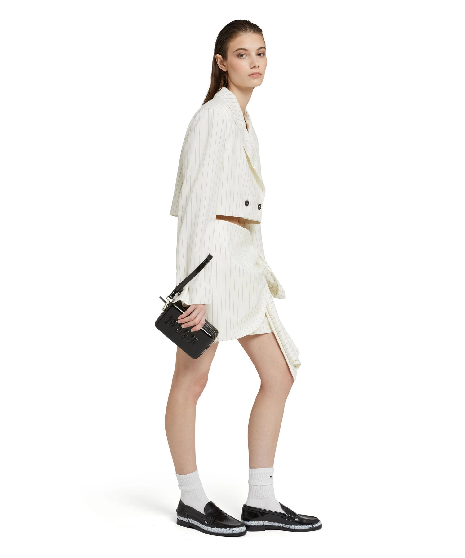 Fresh Wool Pinstripe Crop Jacket - Image 5