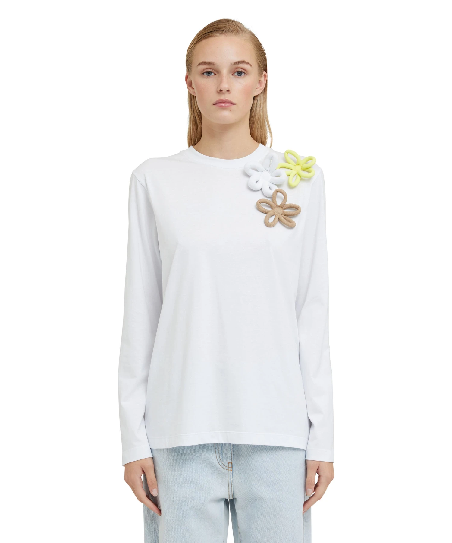 Long Sleeve T-Shirt With Daisies Application - Image 2