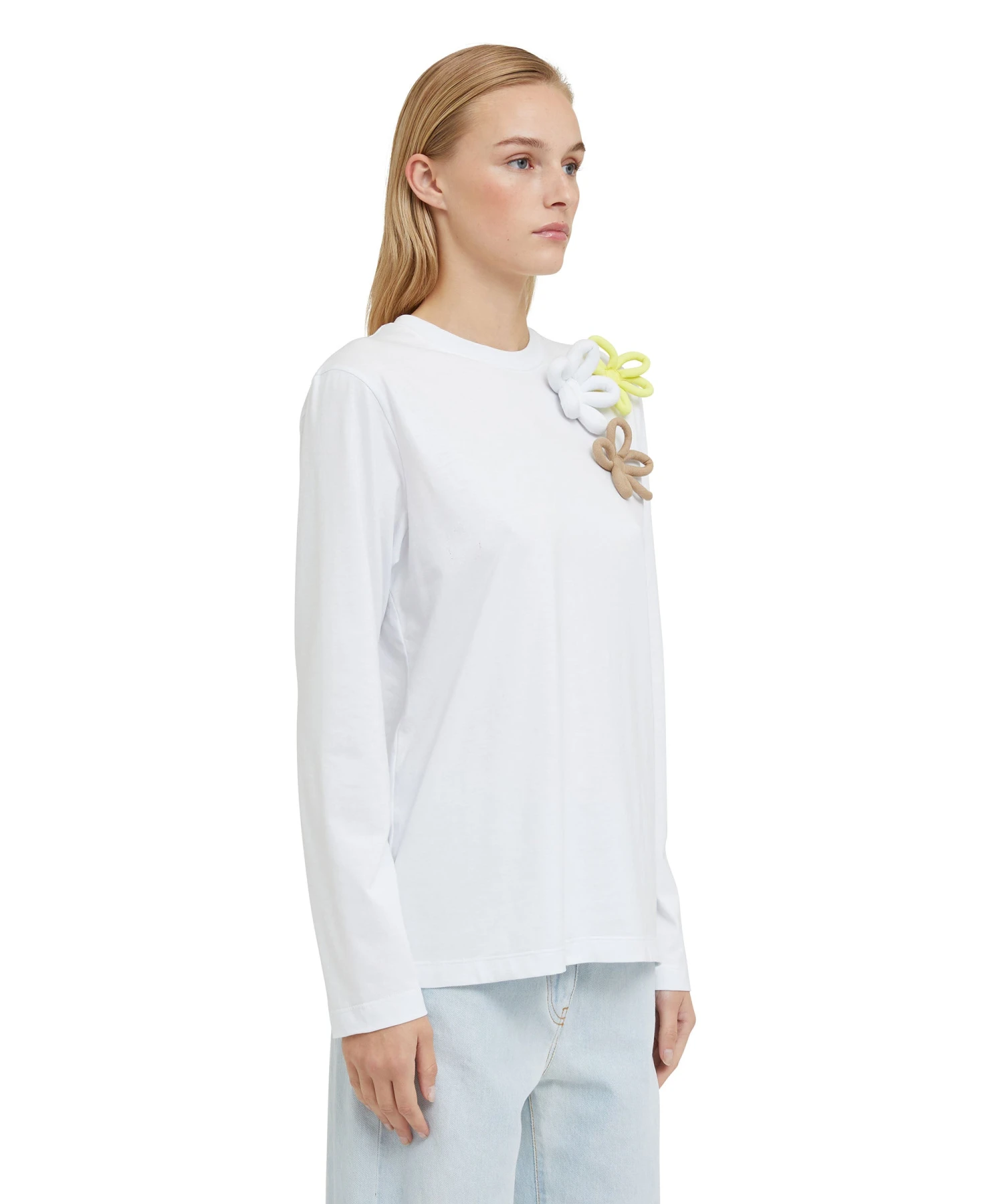 Long Sleeve T-Shirt With Daisies Application - Image 4