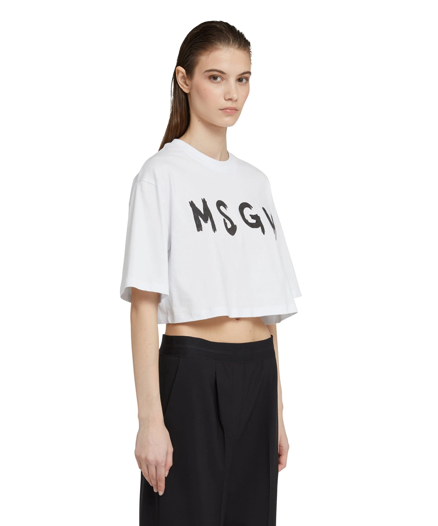 Crop T-Shirtwith Brushstroke Logo Graphic - Image 4