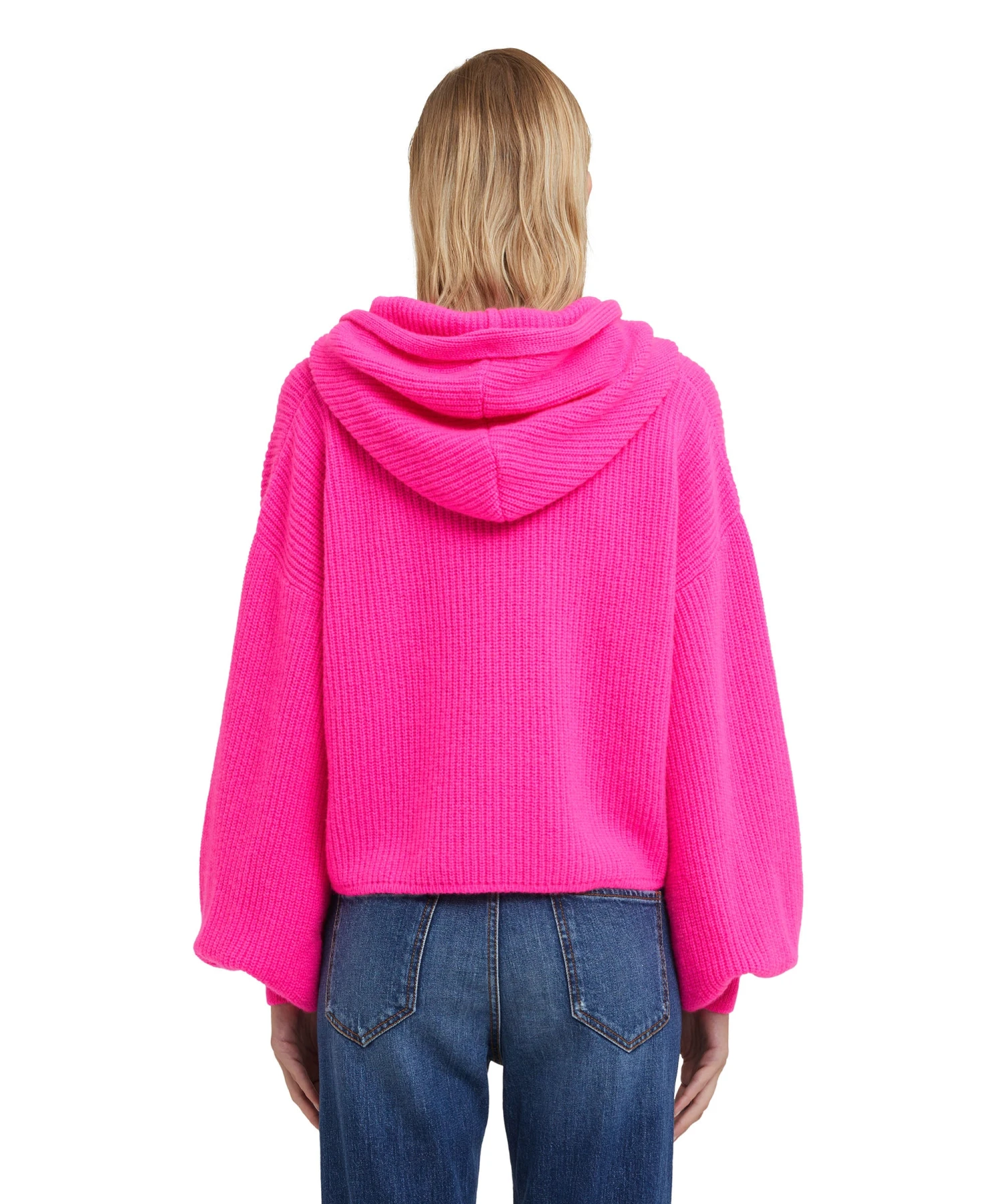 Blended Cashmere Hooded Shirt With English Ribbed Stitching And Embroidered Logo - Image 3