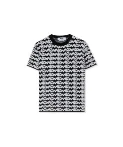 Viscose T-Shirt With New Jaquard Brushstroke Logo All Over