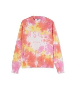 Tie-dye Crewneck Sweatshirt With Brushstroke Logo