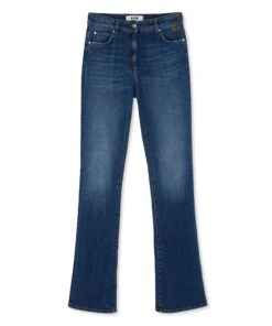 Blue Denim Elasticized Bootcut Pants