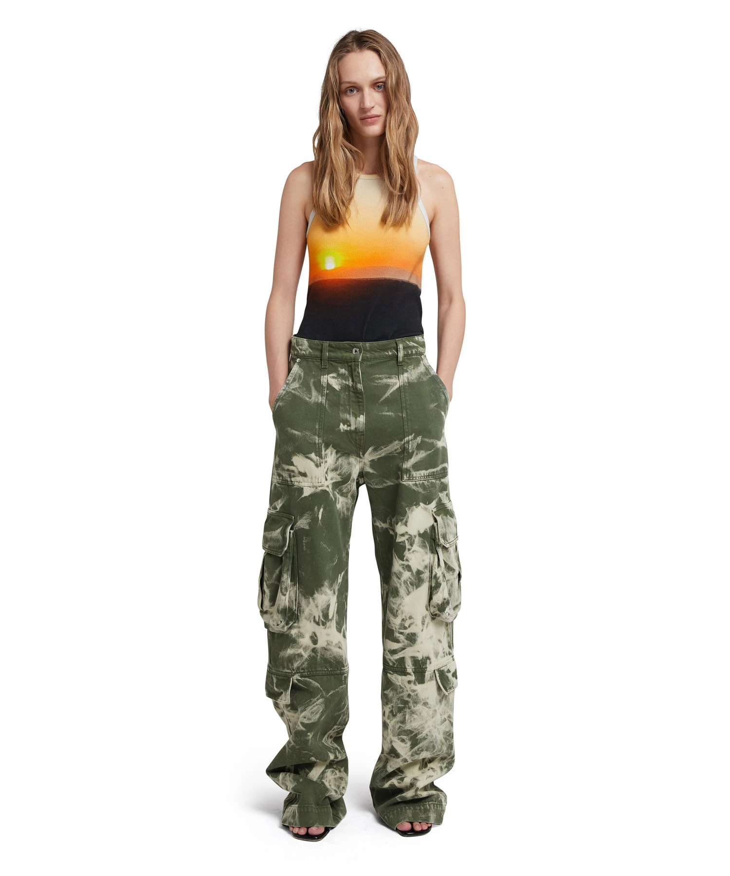 Cargo Pants With Marbleized Tie-dye Treatment - Image 5