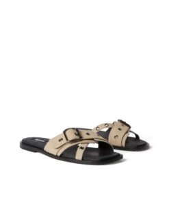 Flat Sandal With Buckle And Eyelets