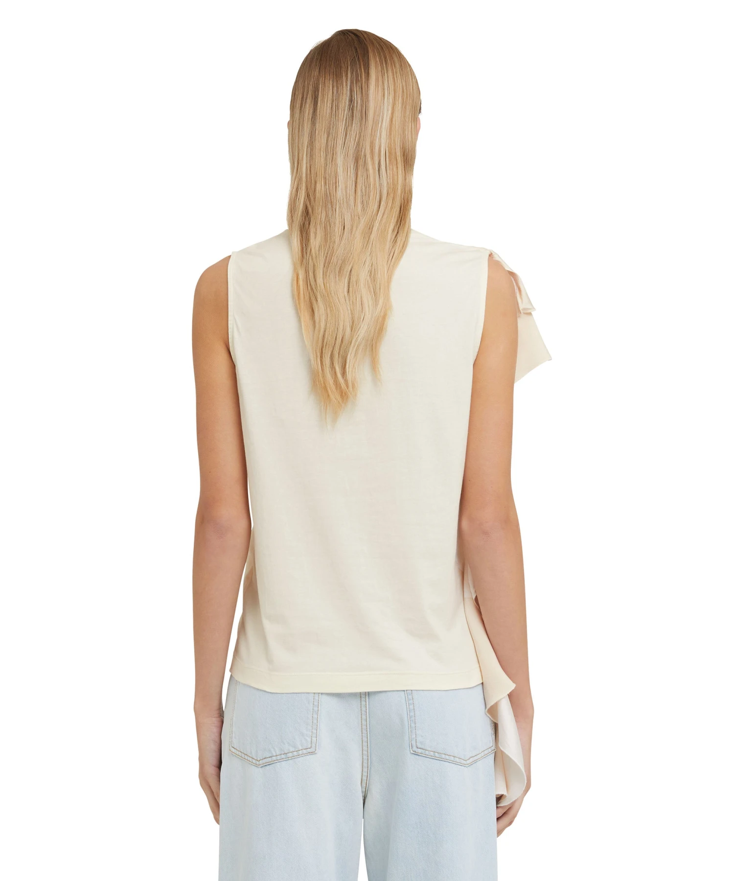 Sleeveless T-Shirt With Satin Ruffles - Image 3